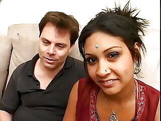 Indian beauty explores her sexuality with a skinny white guy, revealing her inexperience and curiosity.