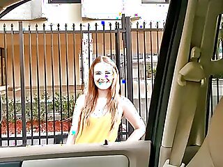 Hitchhiking babe Sam Summers gets a rough ride and a facial full of cum from a pervy trucker.